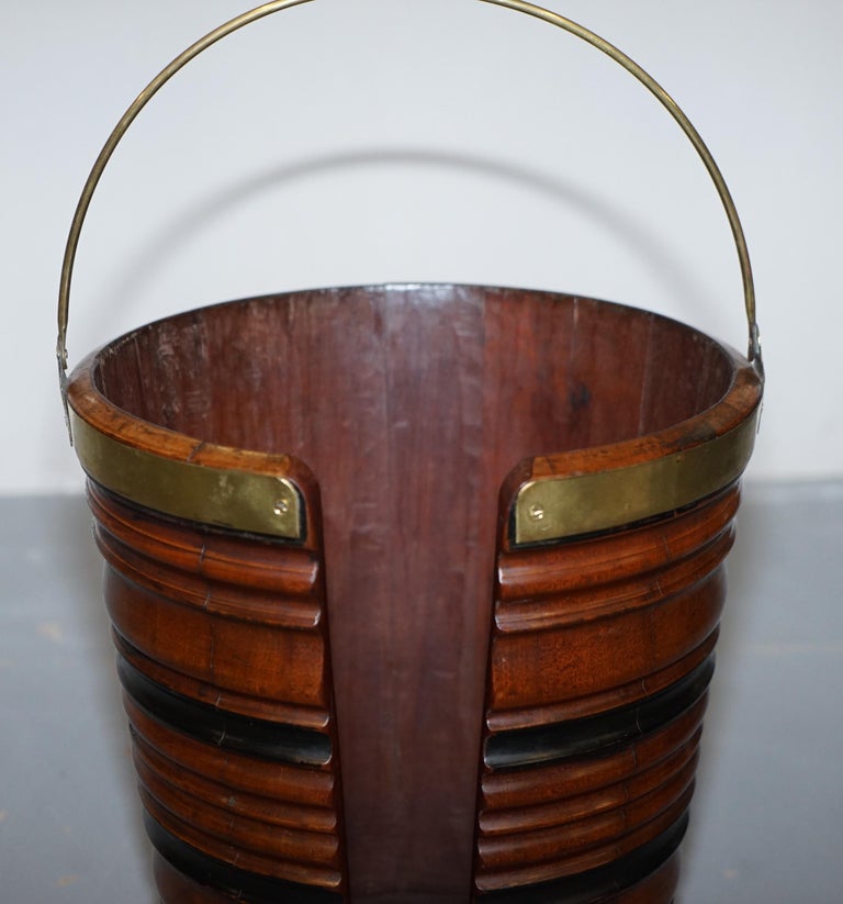Rare Pair of III 1780 Plate or Pete Buckets Hardwood and Brass For Sale at 1stDibs