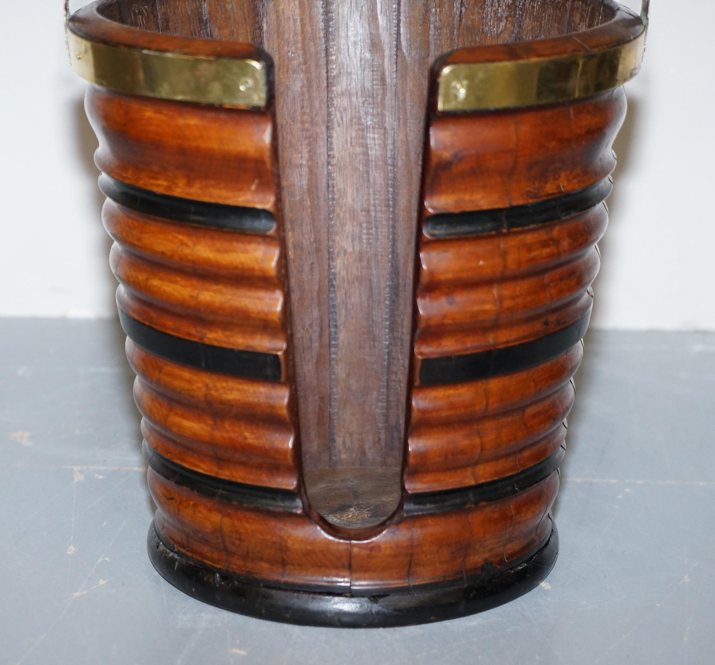 Hand-Crafted Rare Pair of George III 1780 Plate or Peat Buckets Georgian Hardwood and Brass For Sale