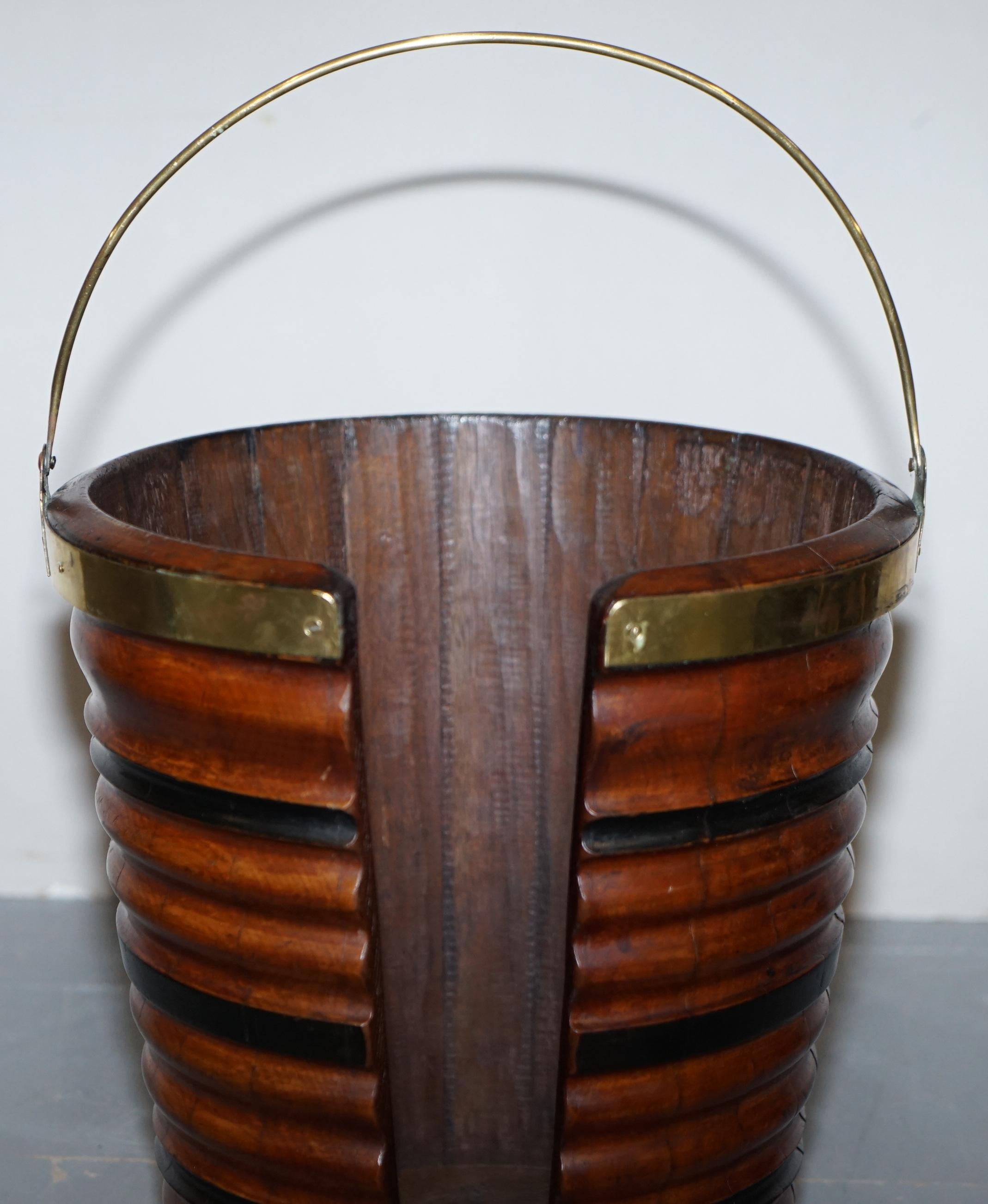 Late 18th Century Rare Pair of George III 1780 Plate or Peat Buckets Georgian Hardwood and Brass For Sale