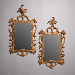 Rare Pair of George III 18th Century Rocco Giltwood Mirrors, circa 1760-1770