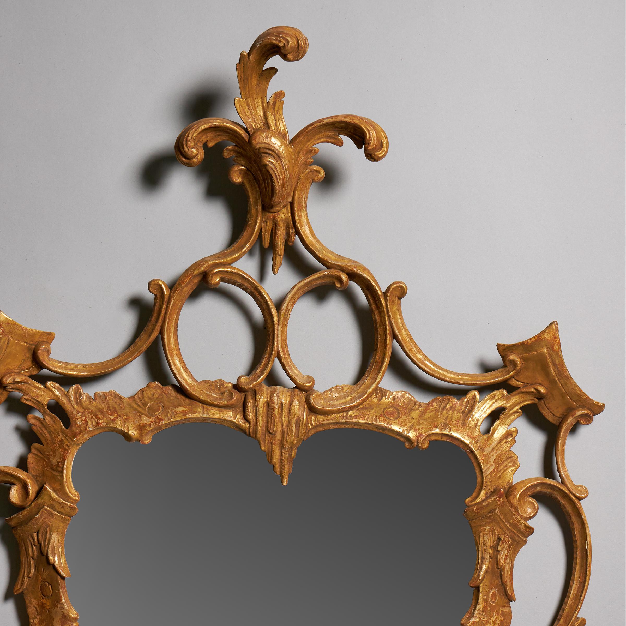 Seltenes Paar Rocco-Giltwood-Spiegel aus Georg III. des 18. Jahrhunderts, ca. 1760-1770 (Rokoko) im Angebot