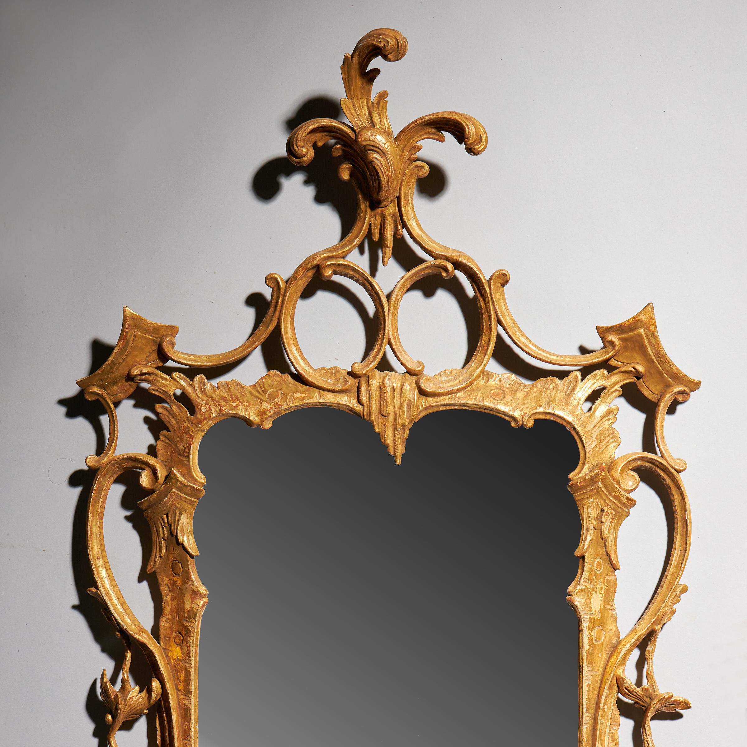 Seltenes Paar Rocco-Giltwood-Spiegel aus Georg III. des 18. Jahrhunderts, ca. 1760-1770 (Englisch) im Angebot