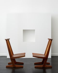 Rare Pair of George Nakashima Conoid lounge chairs, 1983