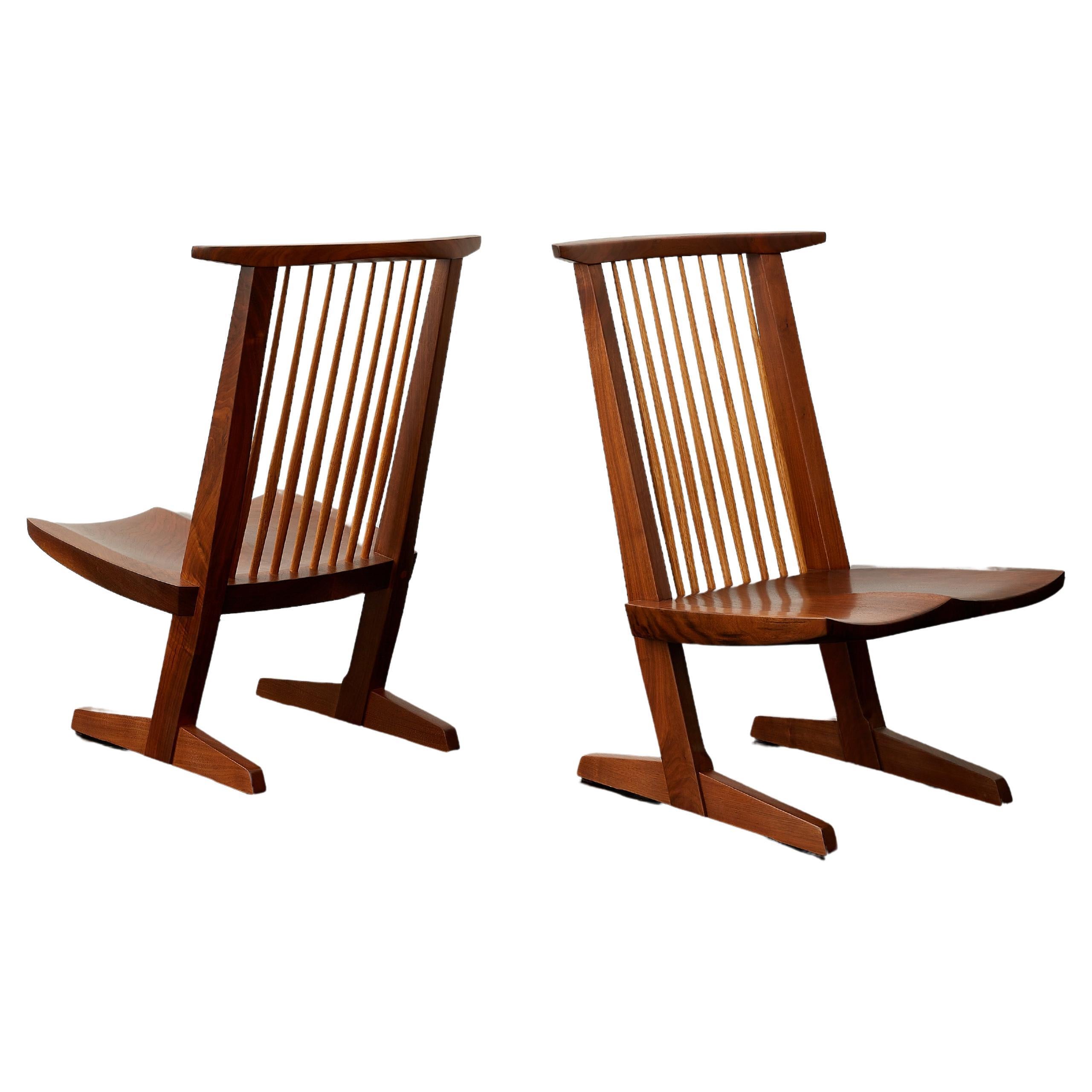 Rare Pair of George Nakashima Conoid lounge chairs, 1983 For Sale