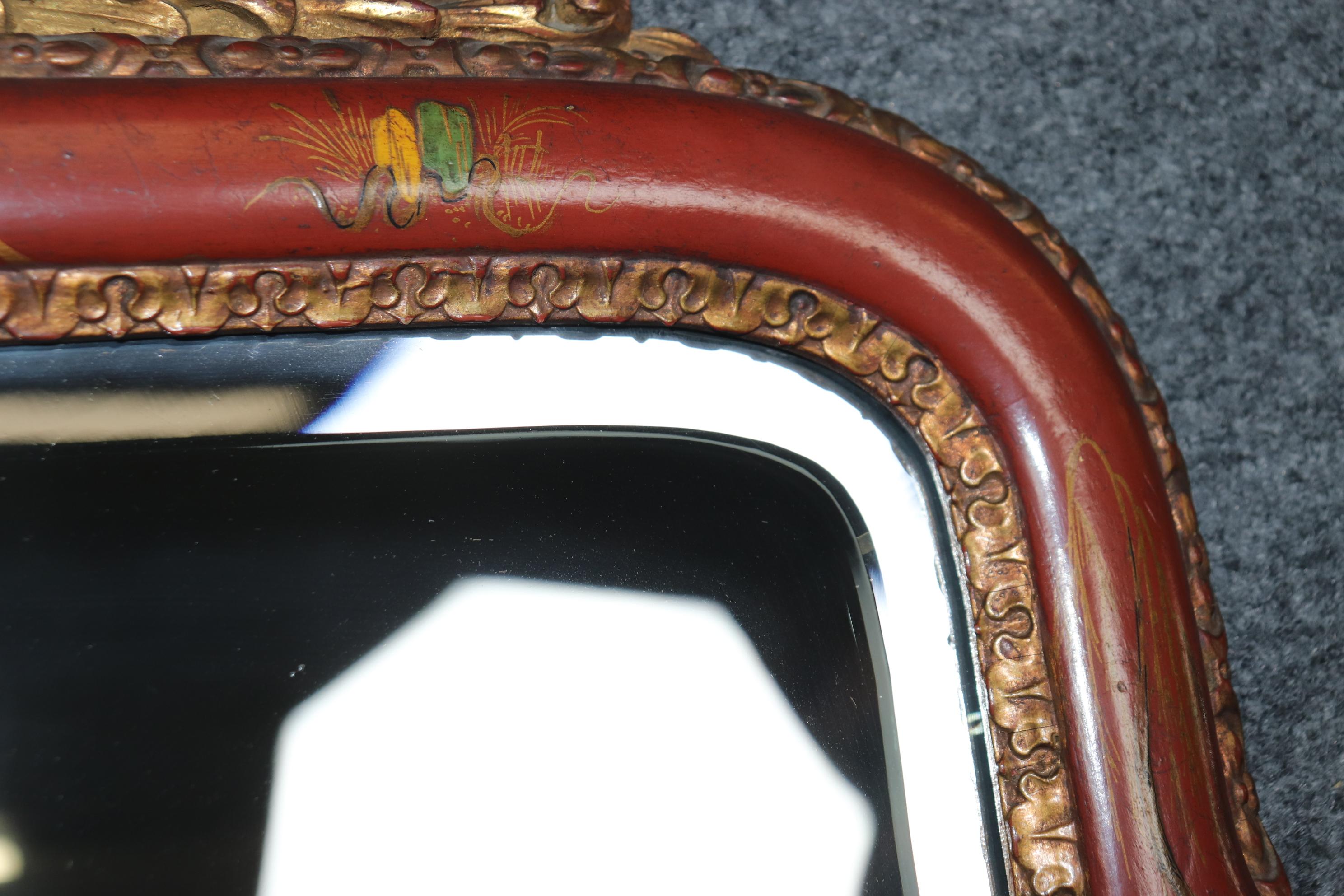 Rare paire de grands miroirs de buffet de cheminée en bois doré sculpté de style chinoiserie géorgien en vente 3