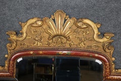 Rare Pair of Georgian Carved Giltwood Chinoiserie Large Mantel Buffet Mirrors