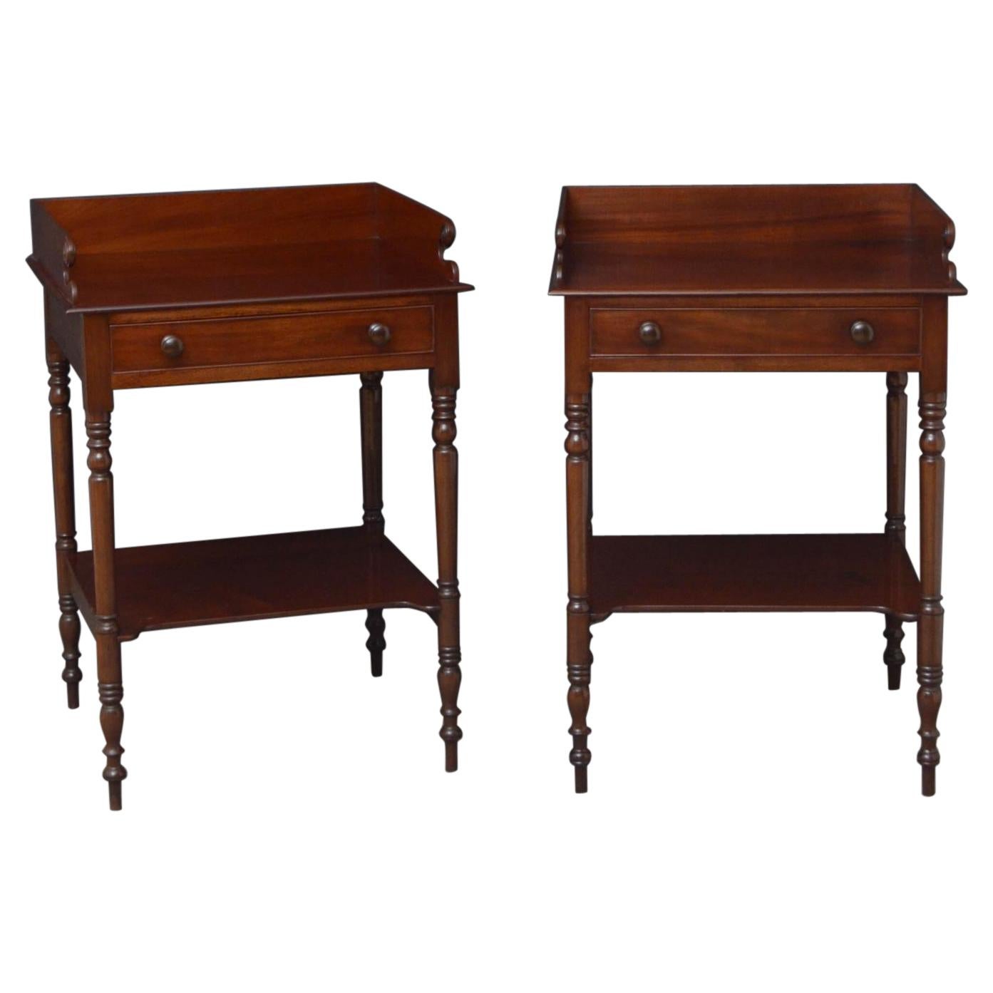 Rare Pair of Georgian Washstands / Bedside Tables