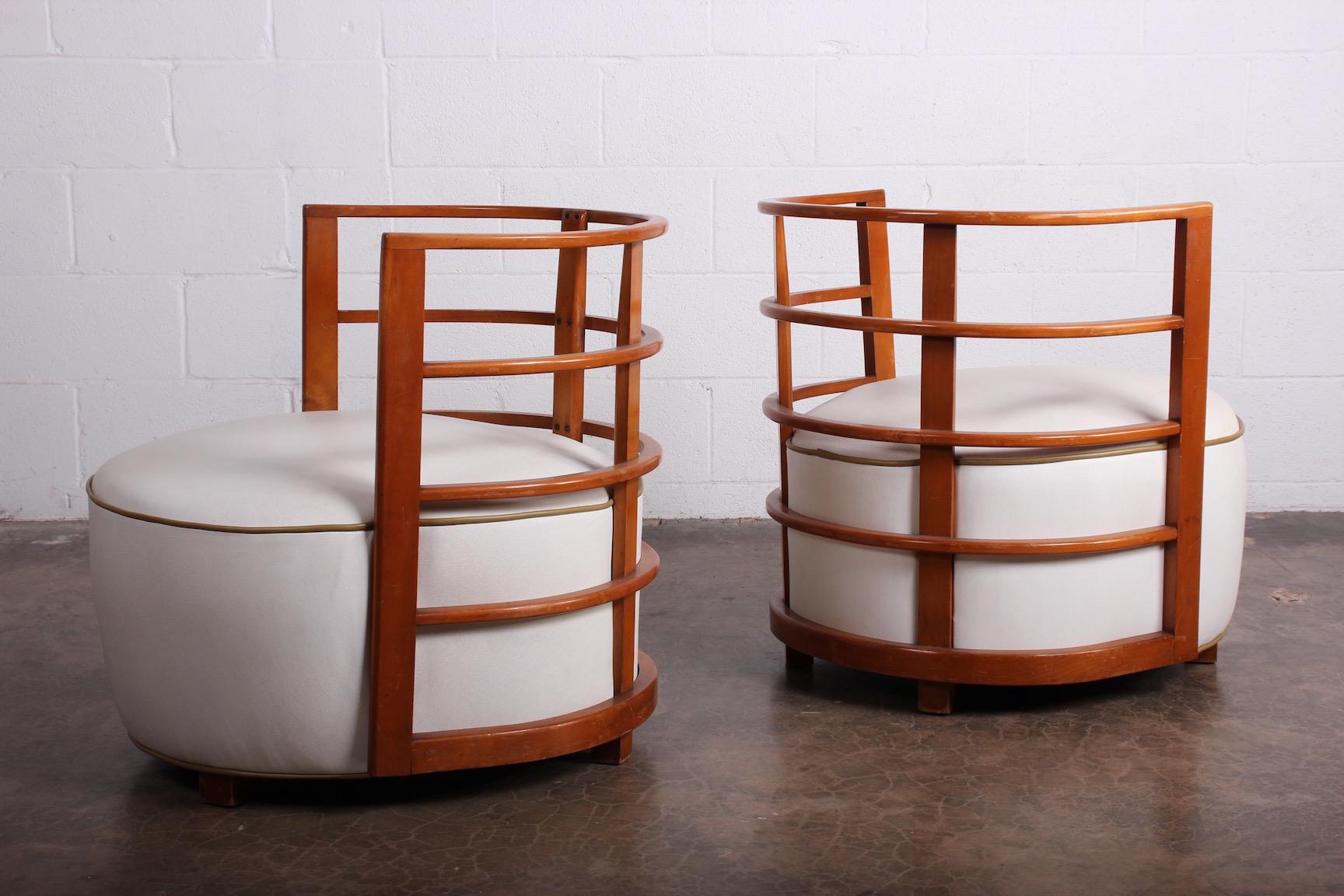 A rare pair of model 3451 chairs designed by Gilbert Rohde for Herman Miller in 1934.