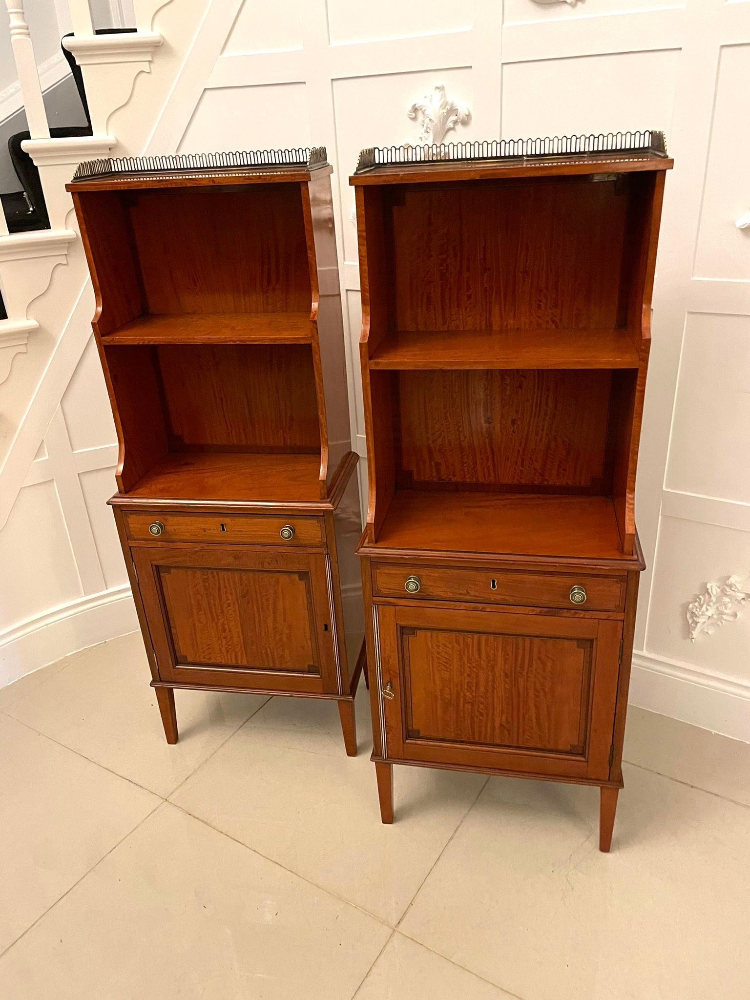 Rare Pair of Gillows Antique Quality Satinwood Waterfall Bookcases For Sale 15