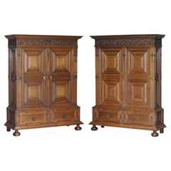 Rara coppia di armadi libreria Gillows Lancaster in Oak inglese antichi e vittoriani