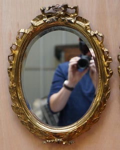 Rare Pair of Gilt Bronze Regency Mirrors circa 1815 with Laurel Leaf Flowers