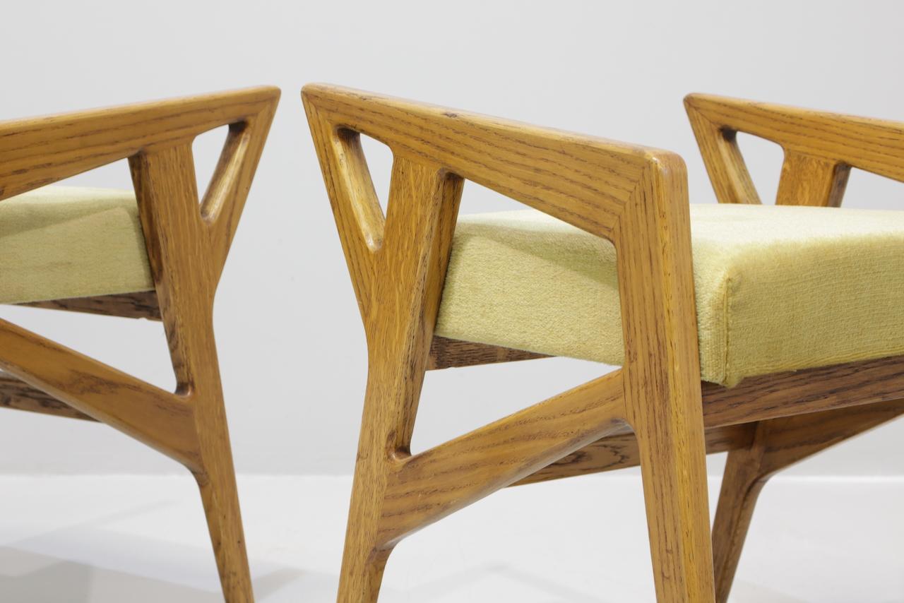 Raro par de taburetes con brazos Gio Ponti 687 para Cassina, Italia, 1953 en venta 8