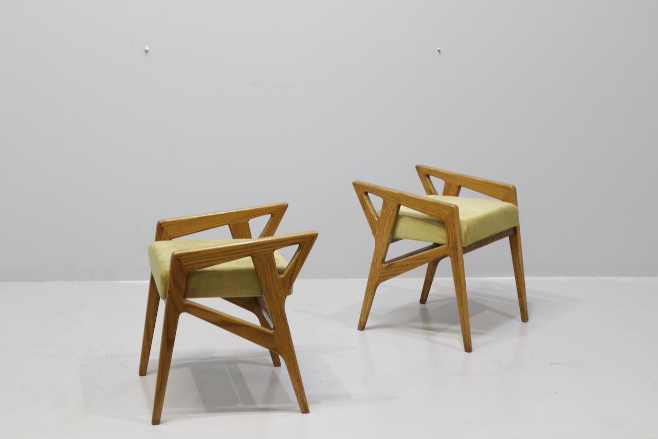 Raro par de taburetes con brazos Gio Ponti 687 para Cassina, Italia, 1953 en venta 2