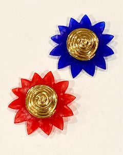 Rare Pair of Givenchy 1980 /90s Resin & Gold Brooches