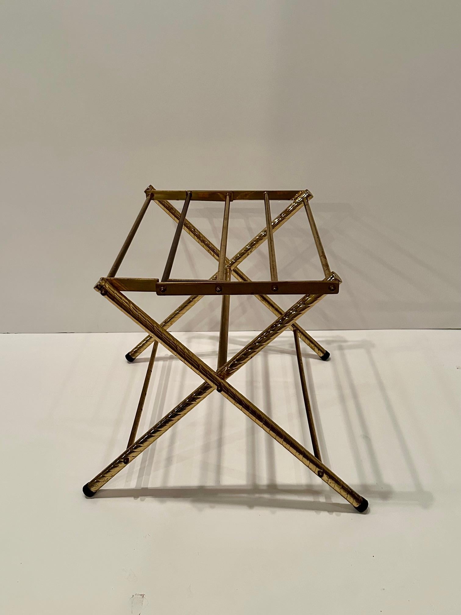 Rare Pair of Glamorous Brass Folding Luggage Racks 1