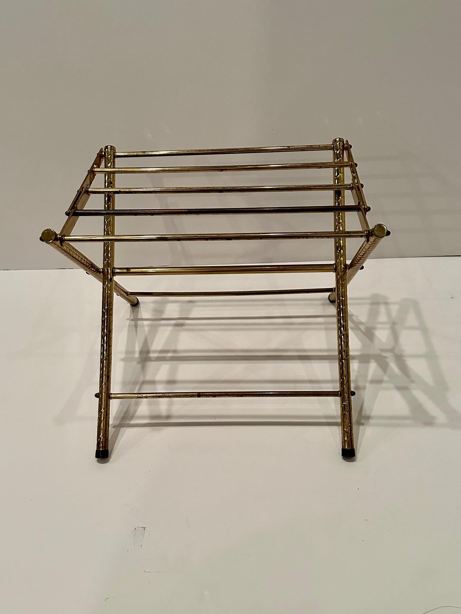 Rare Pair of Glamorous Brass Folding Luggage Racks 2