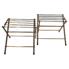 Rare Pair of Glamorous Brass Folding Luggage Racks