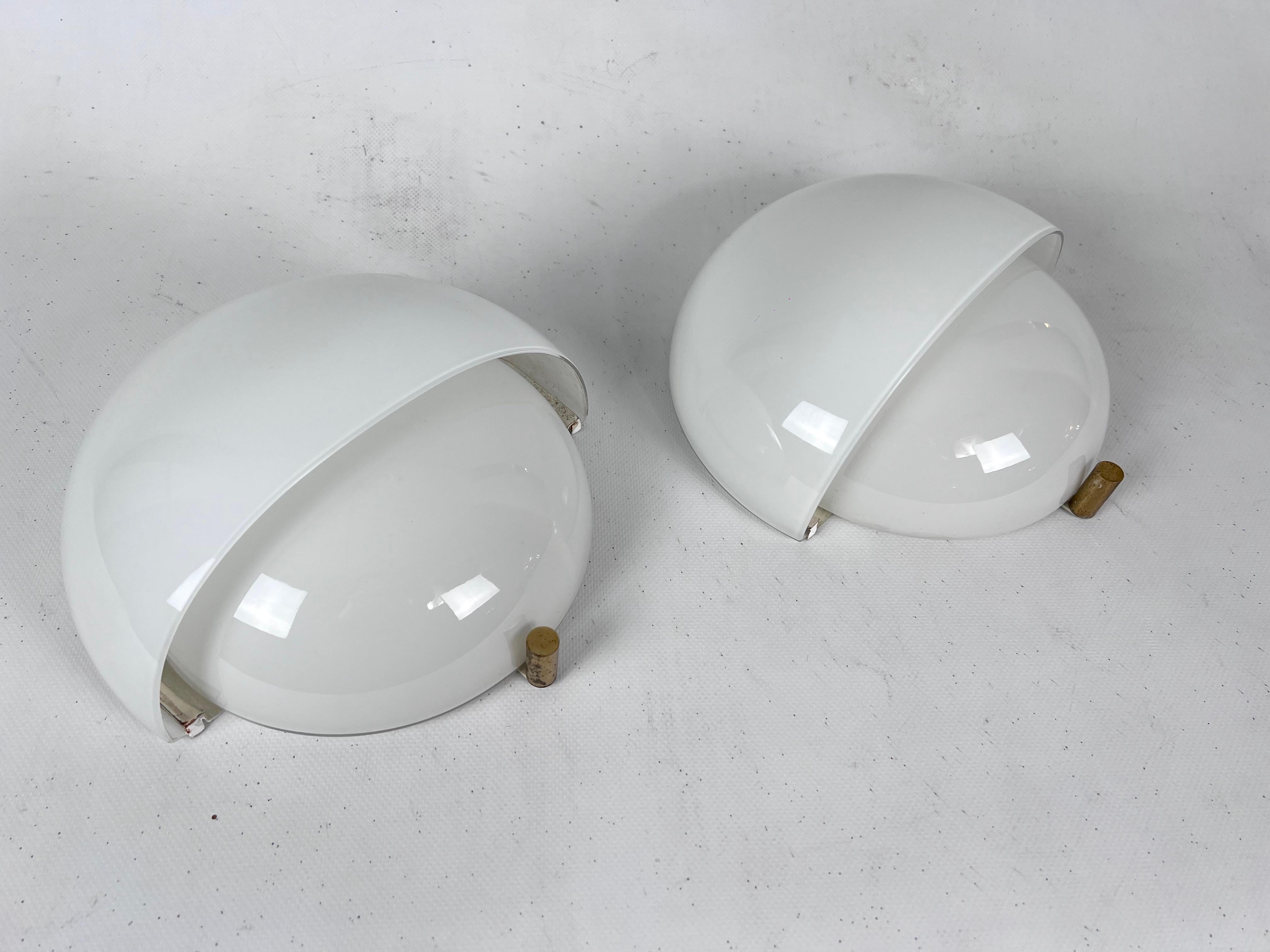 Metal Rare Pair of Glass Mania Sconces by Vico Magistretti for Artemide, 1960s