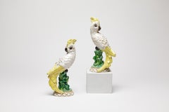 Paire de perroquets en céramique émaillée rare, Luc et Marjolaine Lanel, vers 1950