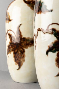 Rare Pair of Glazed Porcelain Vases by C. Tharaud, Limoges, France, circa 1930