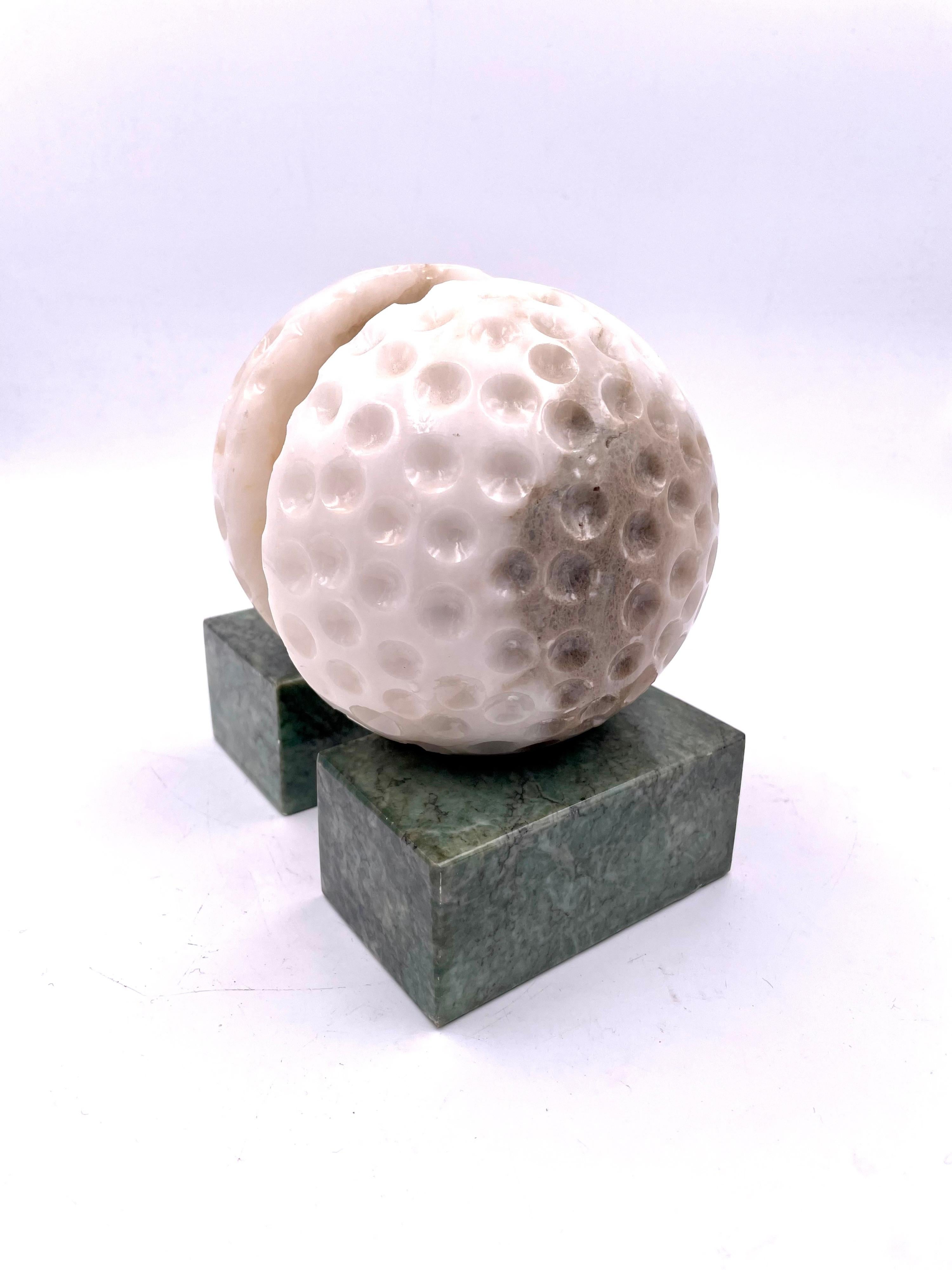 Post-Modern Rare Pair of Golf Ball Bookends Made in Italy in Alabaster