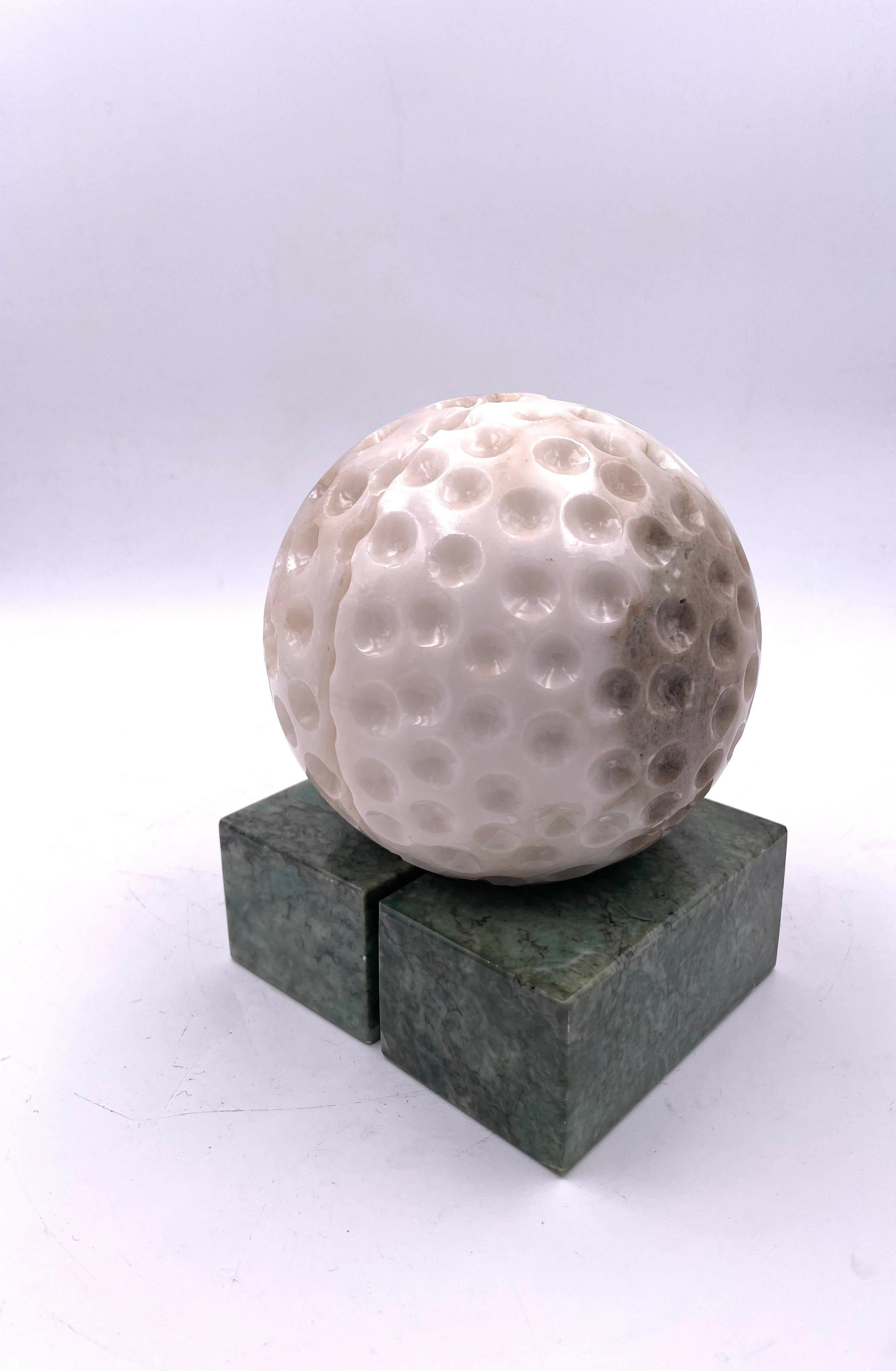 Italian Rare Pair of Golf Ball Bookends Made in Italy in Alabaster