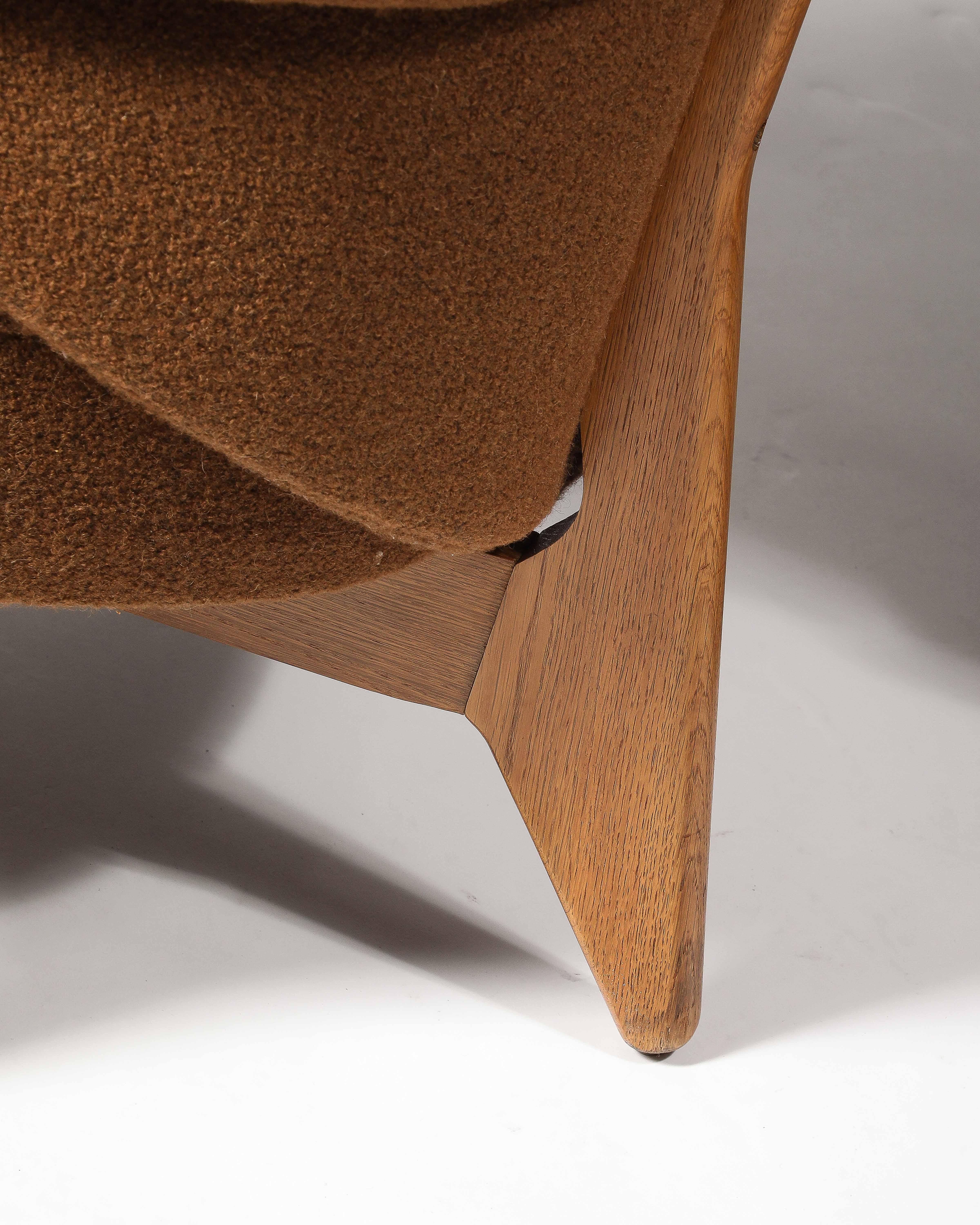 Rara coppia di poltrone Guillerme et Chambron, Francia, 1950 ca. in vendita 5