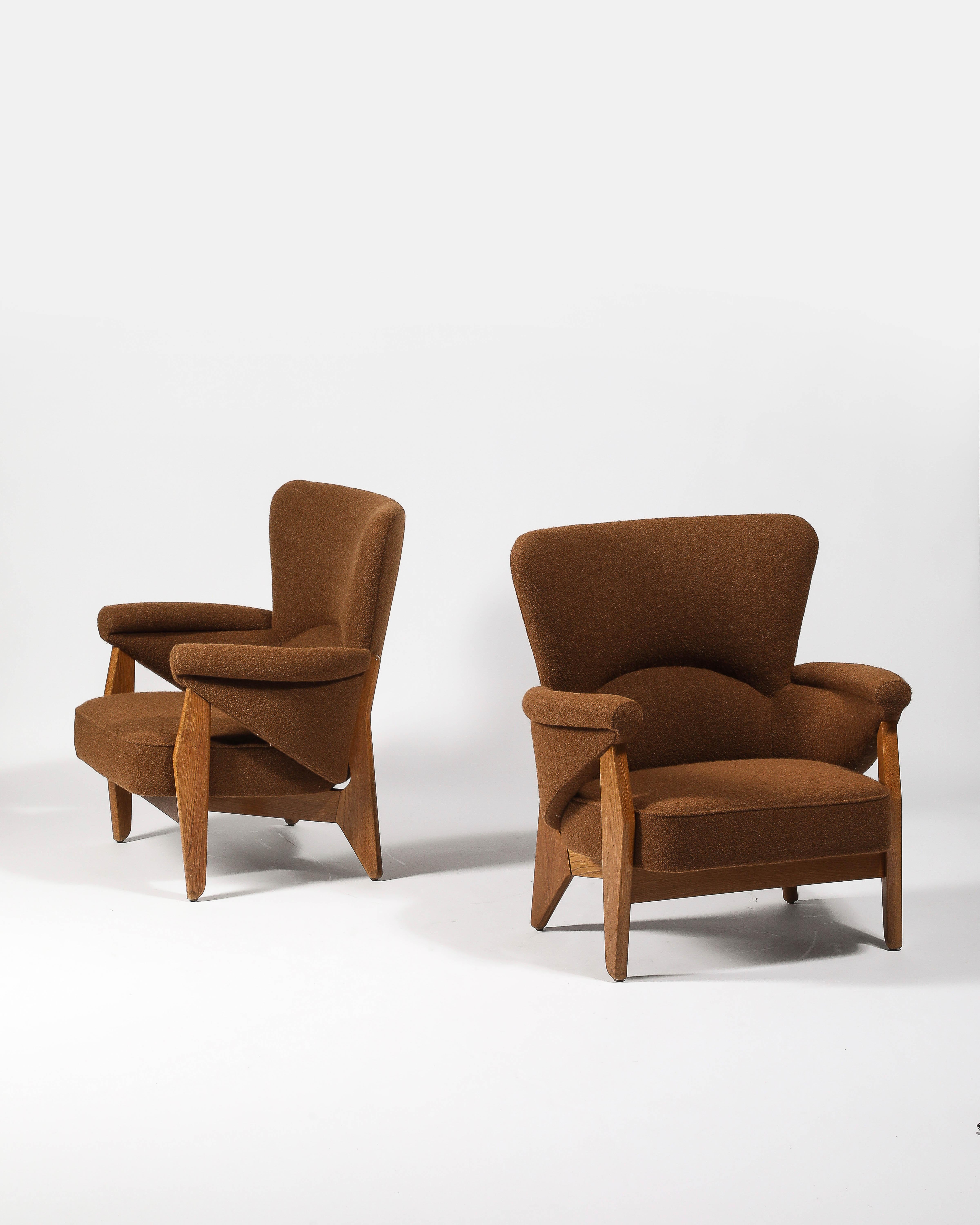 Rara coppia di poltrone Guillerme et Chambron, Francia, 1950 ca. in vendita 10