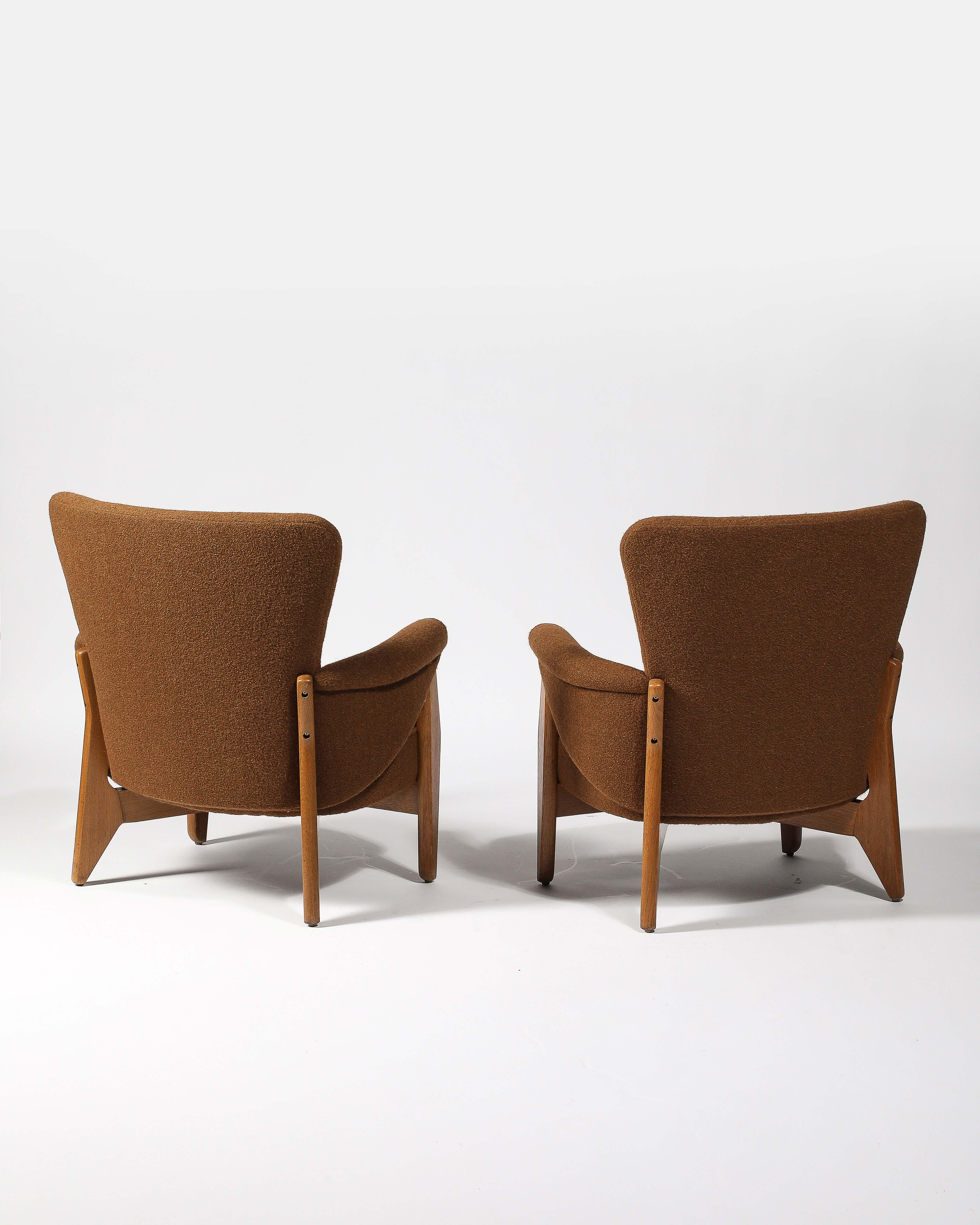 Rara coppia di poltrone Guillerme et Chambron, Francia, 1950 ca. in vendita 2