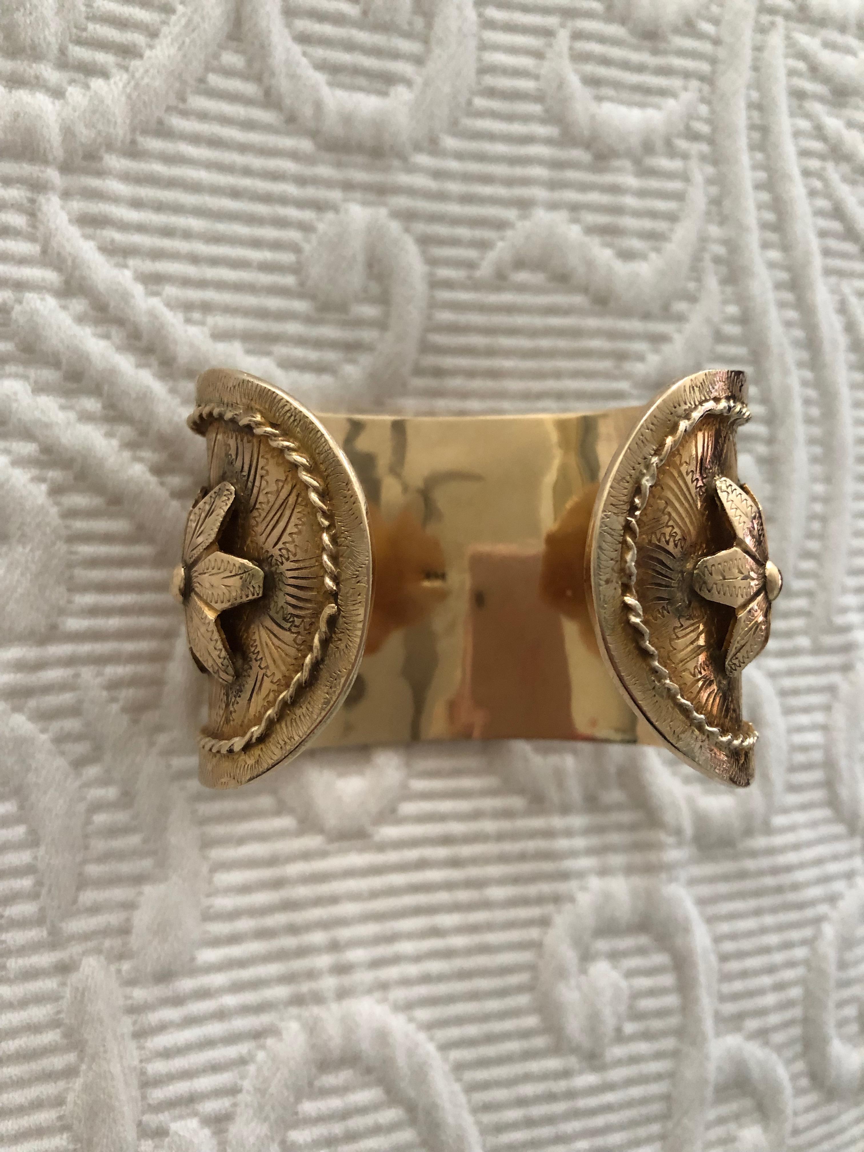 Gold Rare Pair of Gypsy Cuff Bracelet