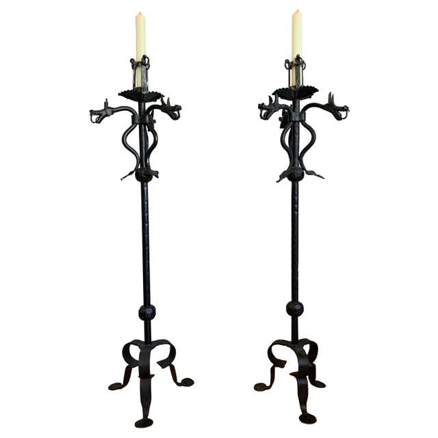 Candlesticks Goth Pair of Gothic Style Candlesticks For Sale at 1stDibs