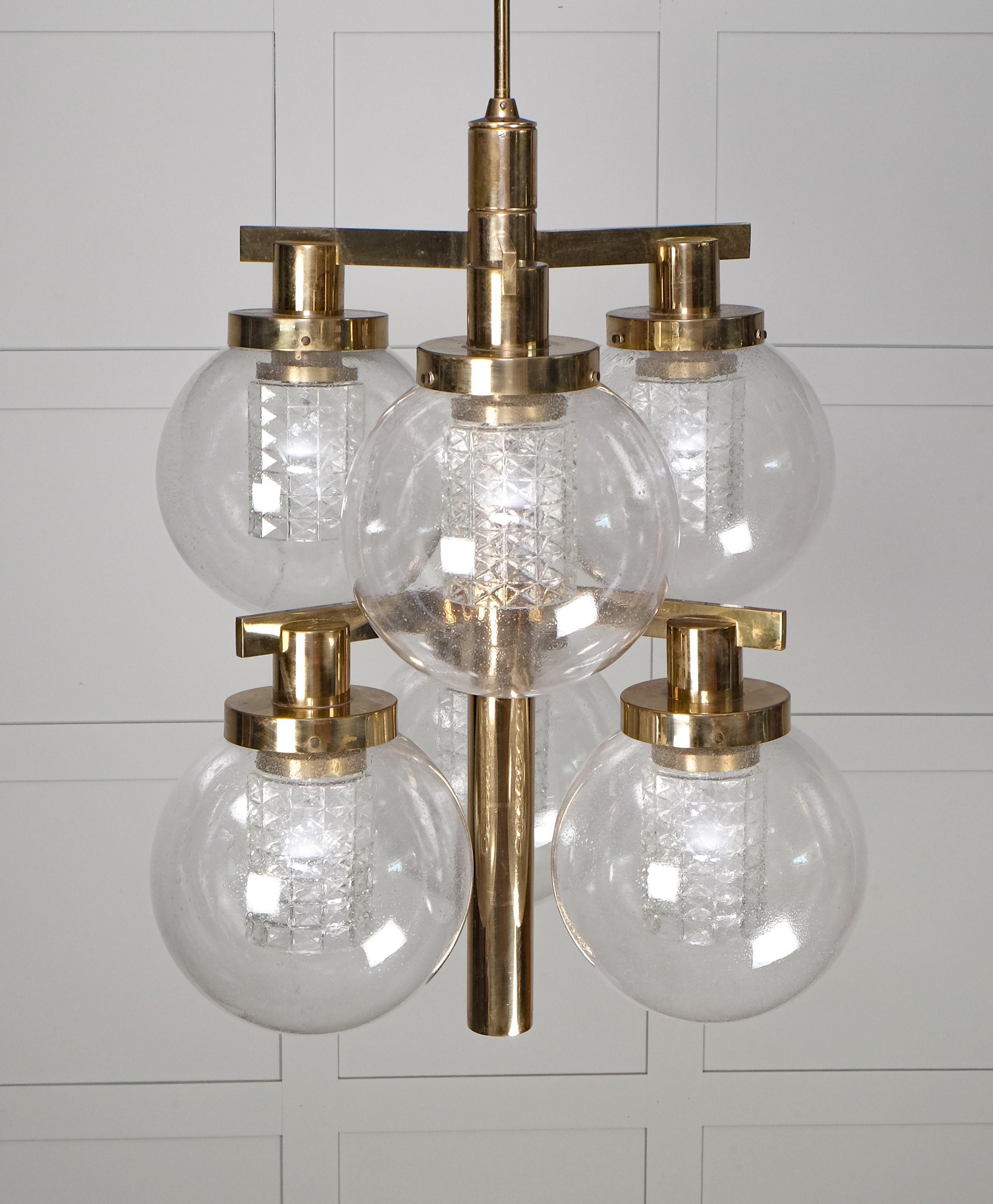 Rare Pair of Hans-Agne Jakobsson Brass Chandeliers, 1960s For Sale 5