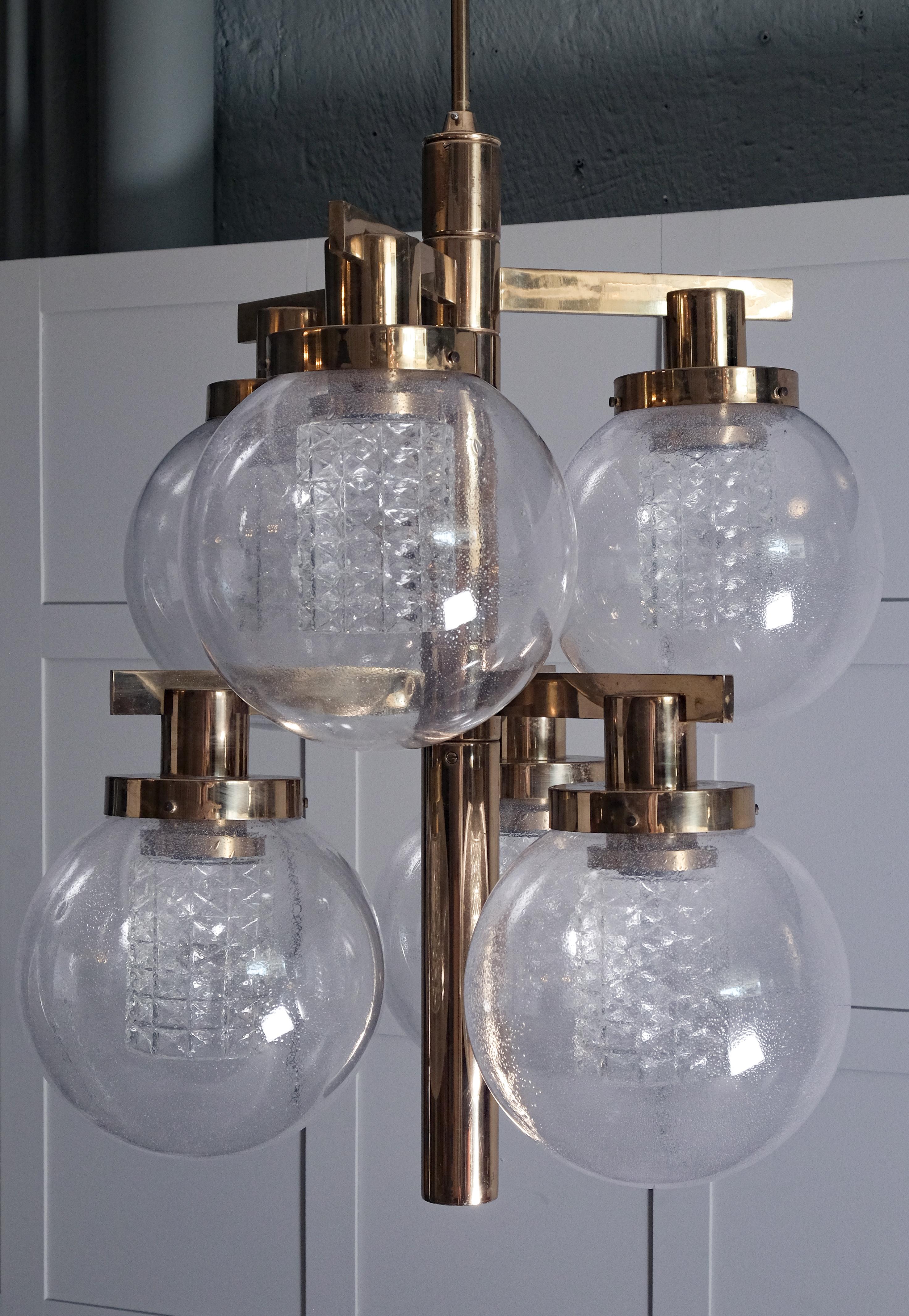Rare Pair of Hans-Agne Jakobsson Brass Chandeliers, 1960s For Sale 3