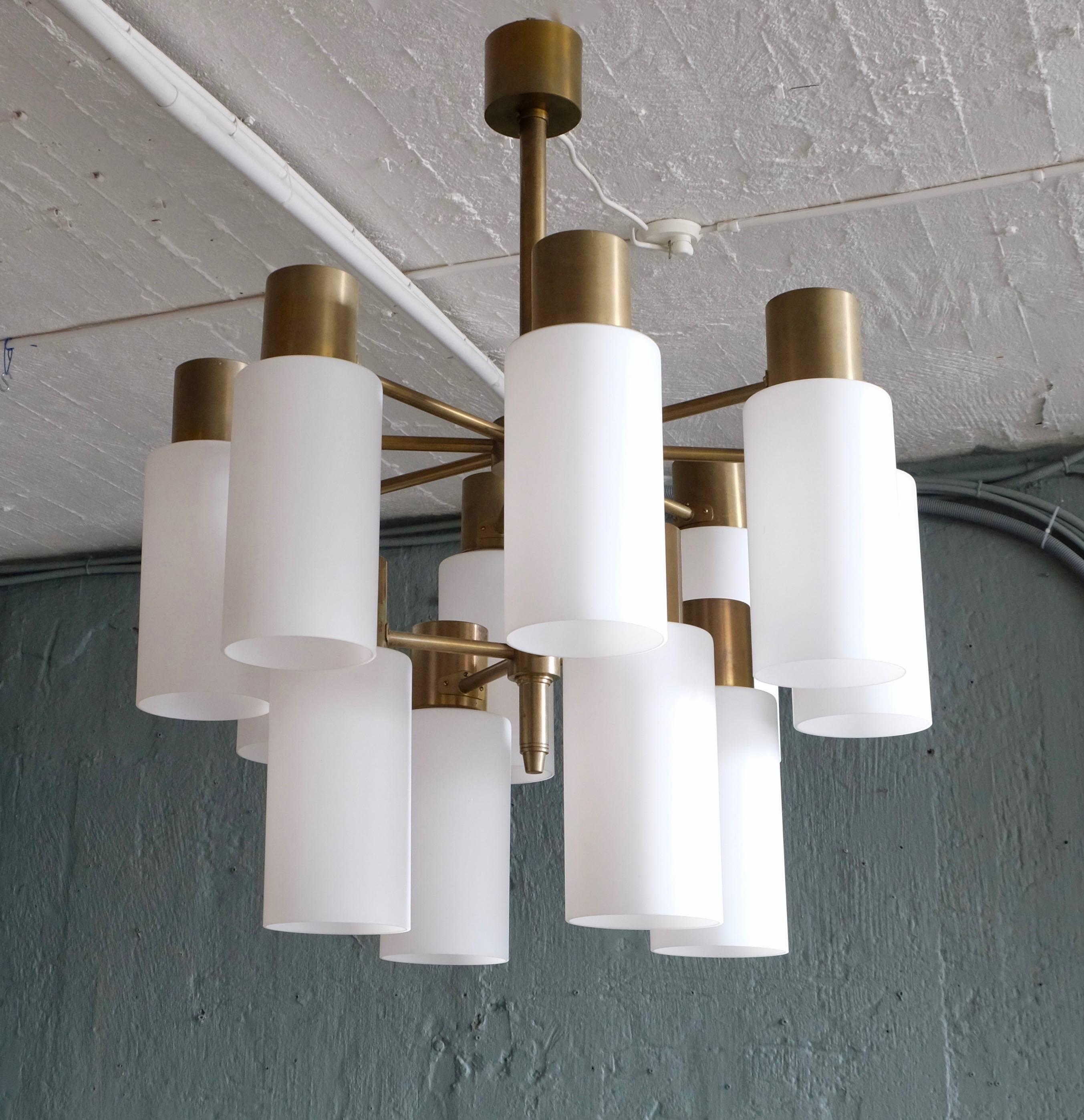 Designed by Hans-Agne Jakobsson. Produced by Hans-Agne Jakobsson AB in Markaryd, Sweden, 1960s. Excellent vintage condition. Set of two available. Listed price is for one chandelier.

Measures: 
Height: 100 cm
Diameter: 80 cm

Global front