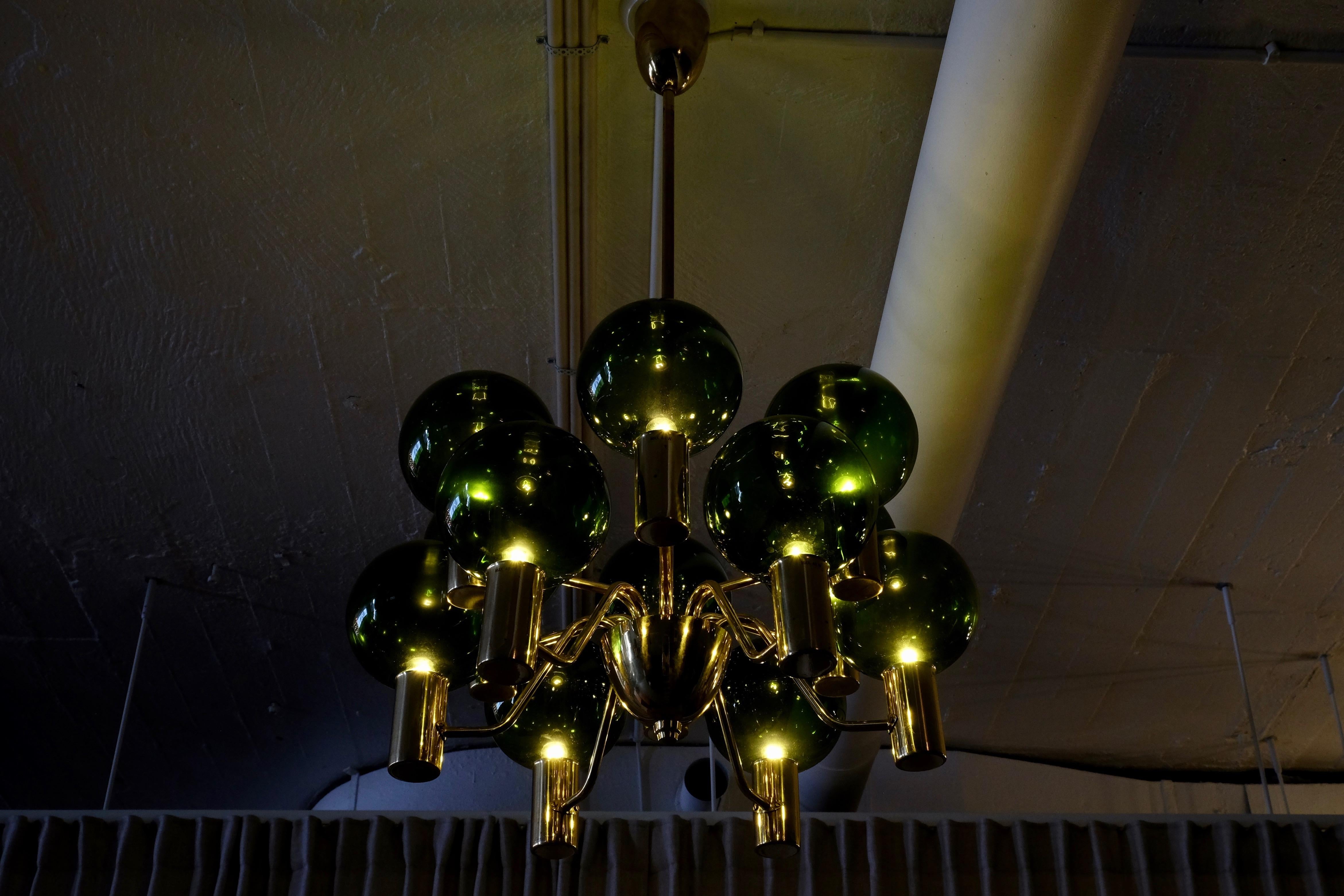 Swedish Rare Pair of Hans-Agne Jakobsson Chandeliers T372/12 Patricia, 1960s For Sale