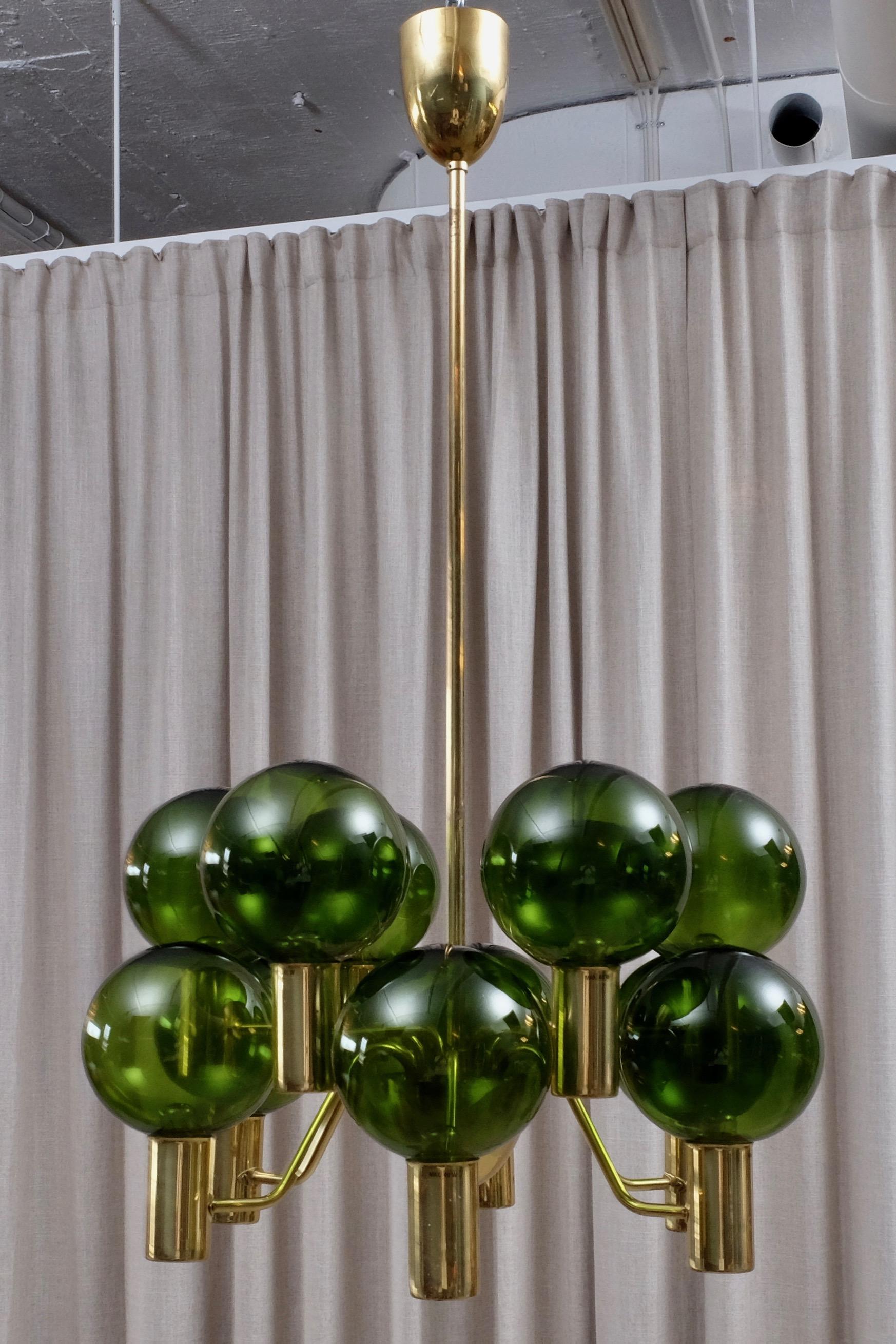 Brass Rare Pair of Hans-Agne Jakobsson Chandeliers T372/12 Patricia, 1960s For Sale