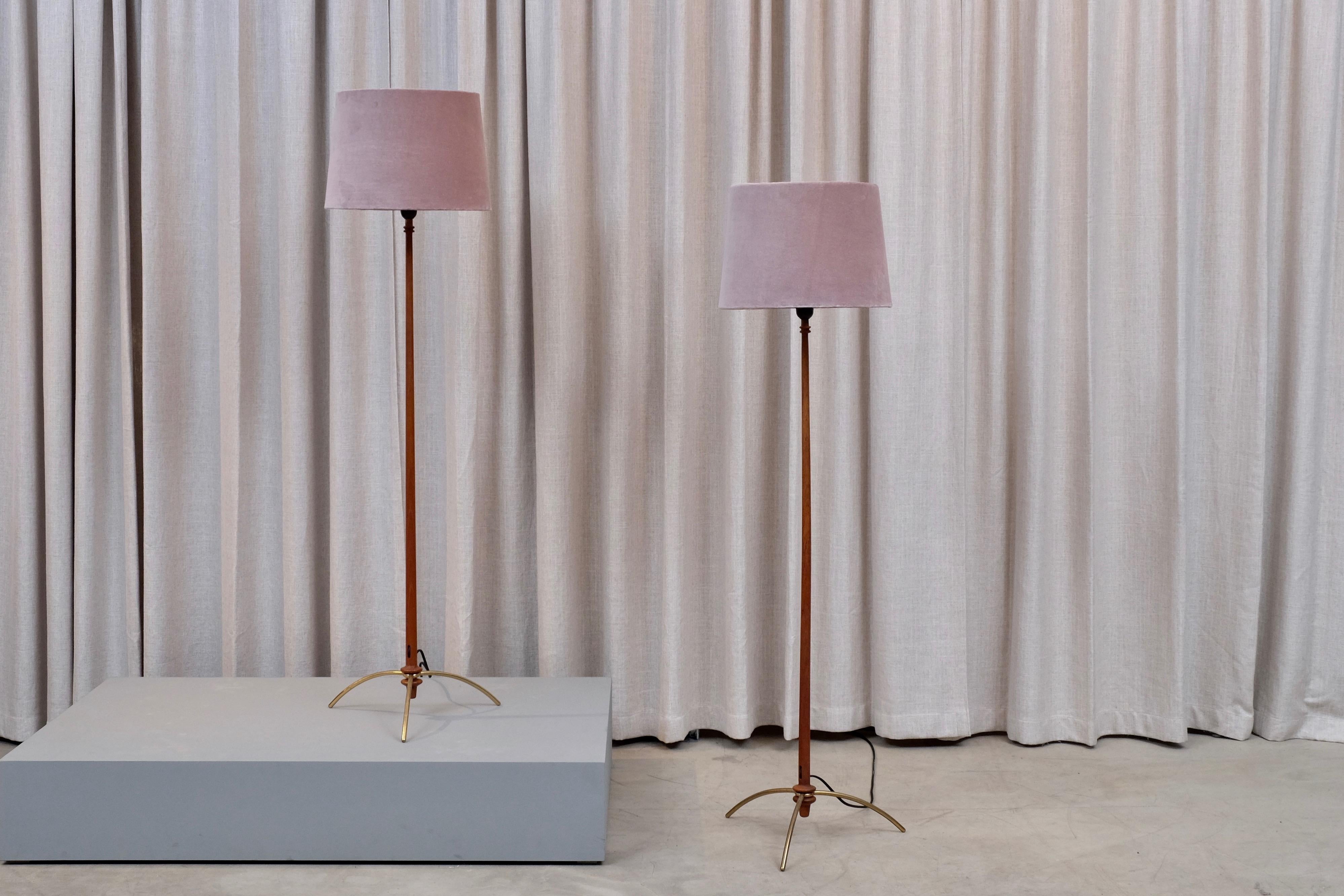 Brass Rare Pair of Hans-Agne Jakobsson Floor Lamps Model G-45, 1960s For Sale