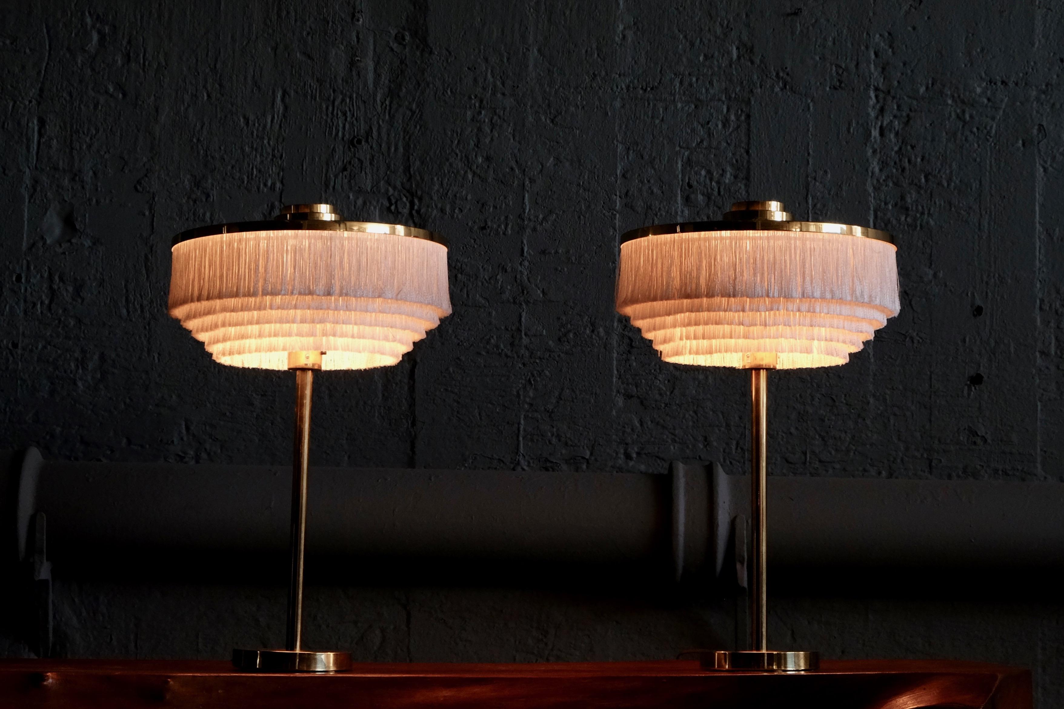 Scandinavian Modern Rare Pair of Hans-Agne Jakobsson Model B-138 Brass Table Lamps, 1960s