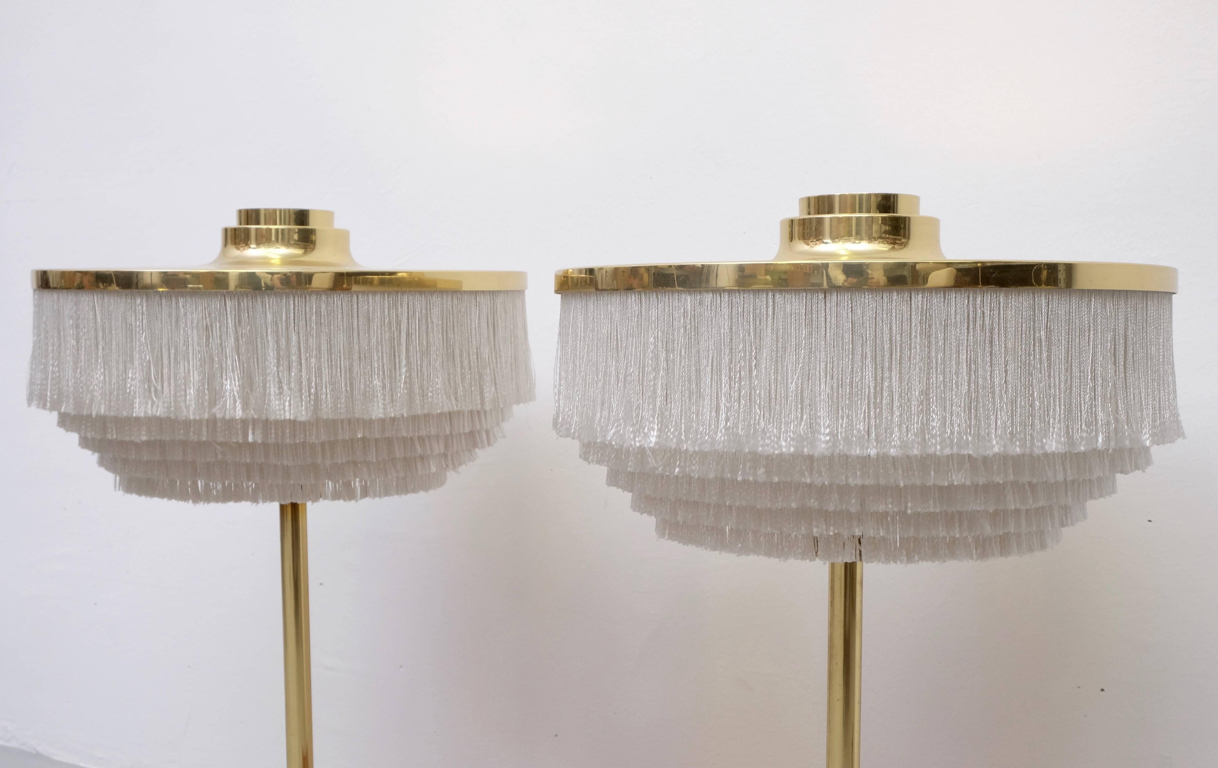 Mid-20th Century Rare Pair of Hans-Agne Jakobsson Model B-138 Brass Table Lamps, 1960s