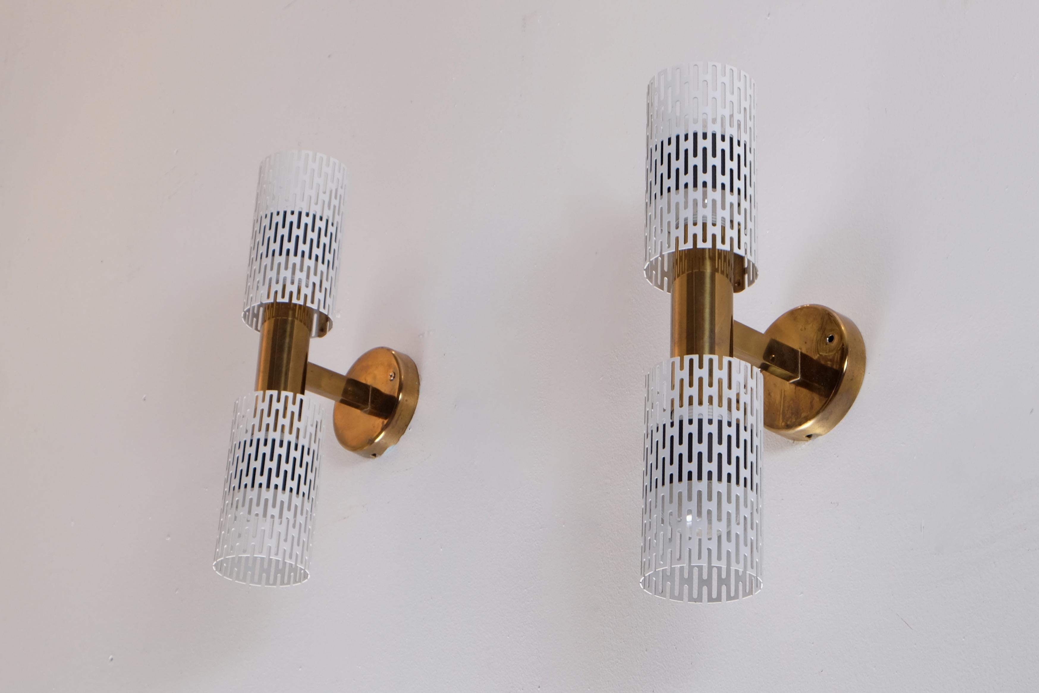 Brass Rare Pair of Harald Notini Wall Lamps for Böhlmarks, 1950s For Sale