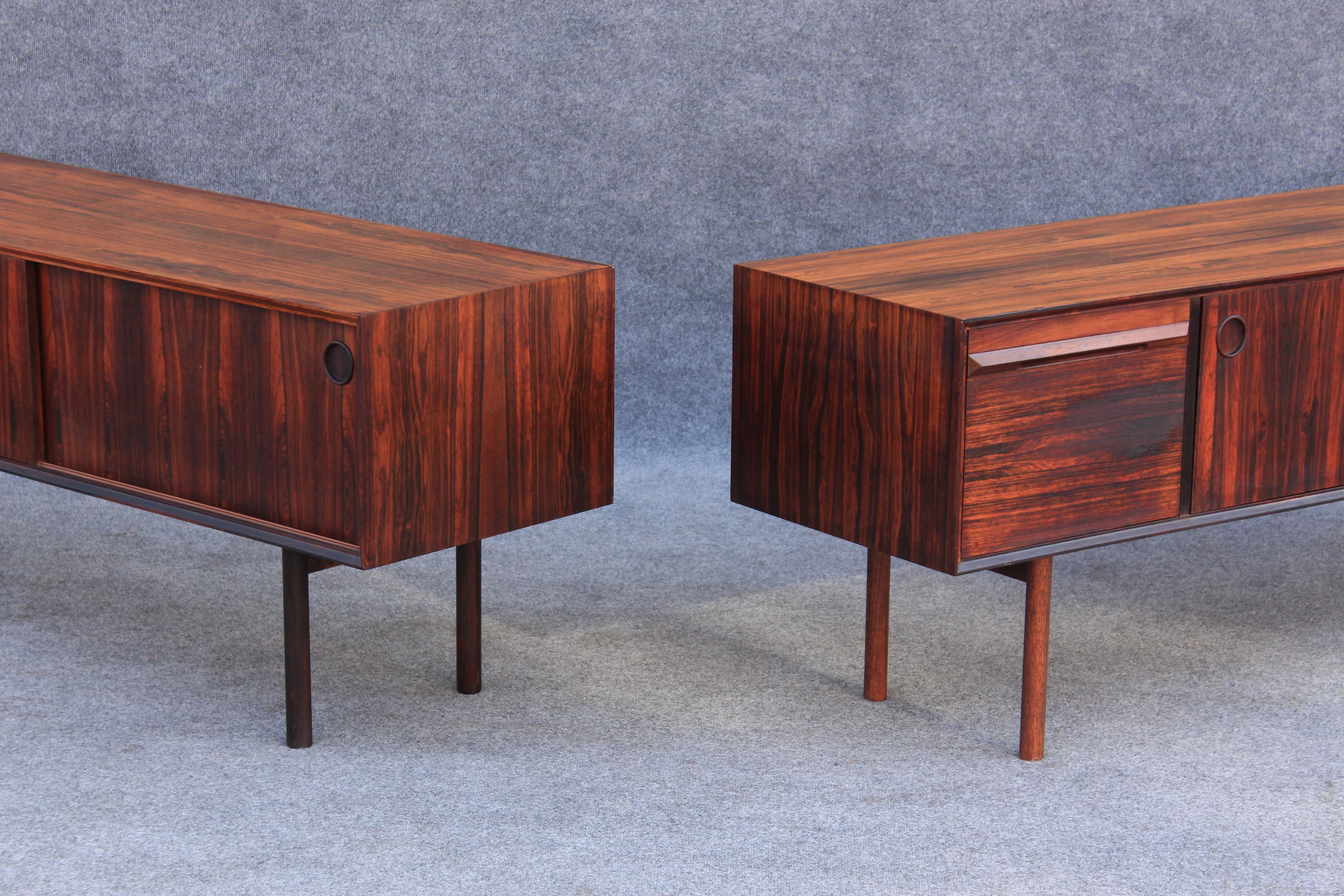 Mid-20th Century Rare Pair Haug Snekkeri Bruksbo Cabinets Credenzas in Full Bookmatched Rosewood For Sale