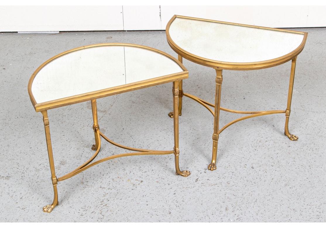 Rare Pair of Hollywood Regency French Mirror Top Gilt Bronze End Tables 7
