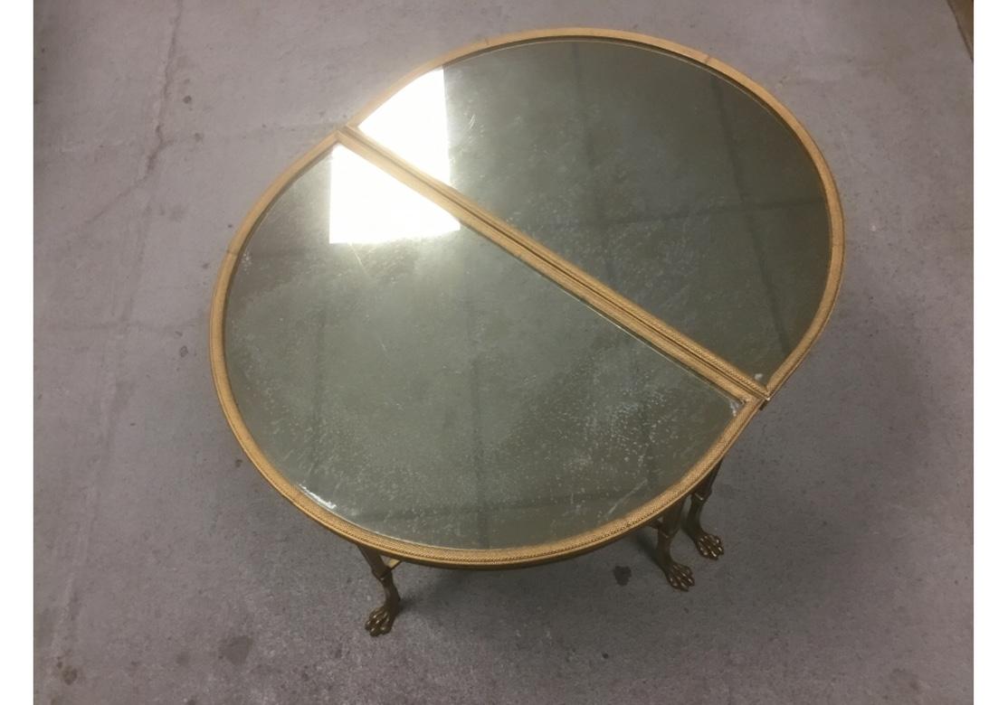 Rare Pair of Hollywood Regency French Mirror Top Gilt Bronze End Tables 9