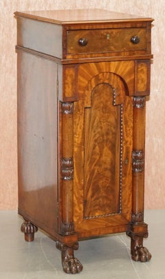 Rare Pair of Huge William IV 1830 Flamed Hardwood Side Cabinets Campaign Drawers