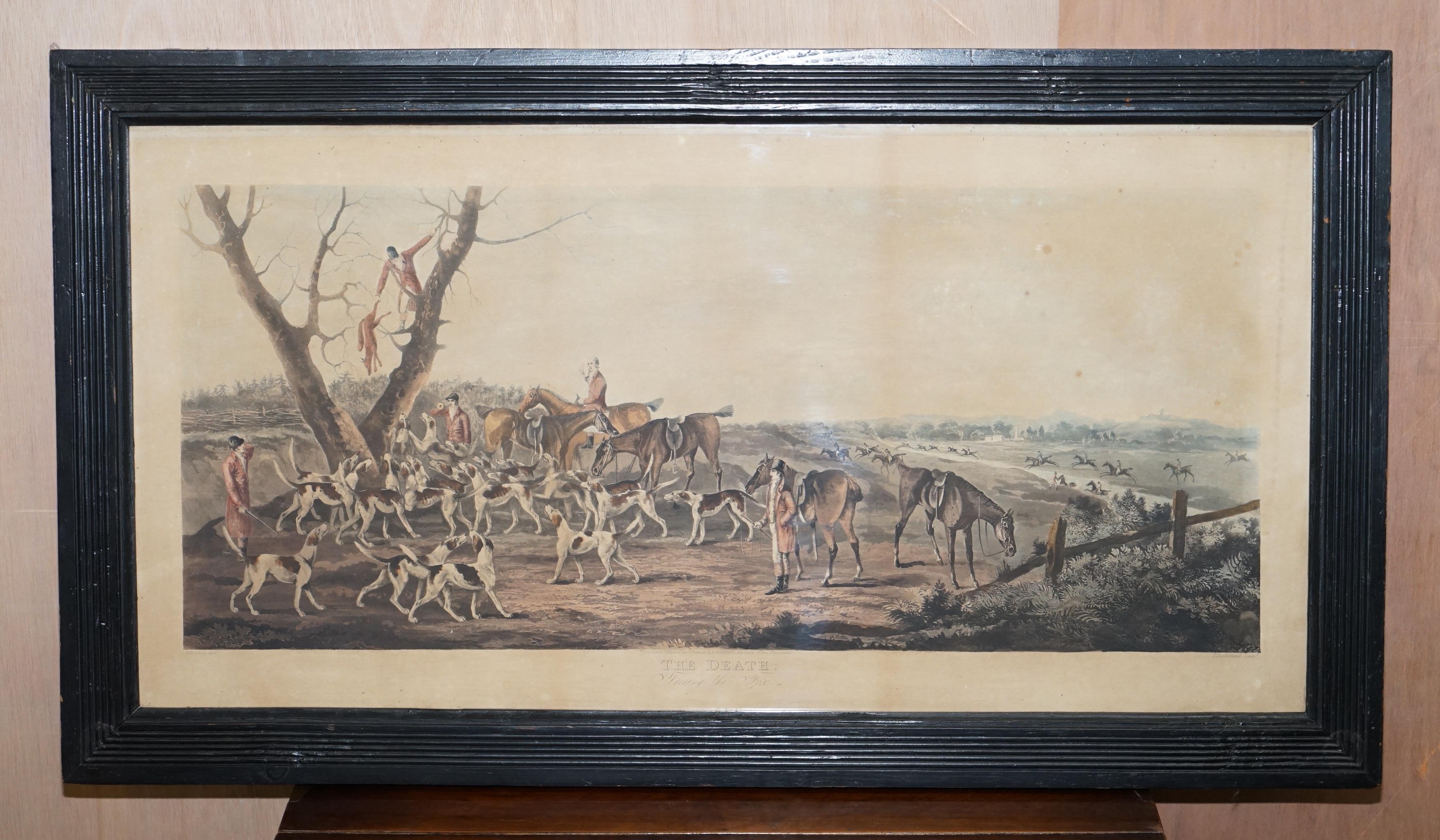 Nous sommes ravis d'offrir à la vente cette paire d'impressions de chasse rares intitulées The Death and The Chase par T Sutherland Sculpt et datées de 1819

Une paire très belle et décorative, dans des cadres victoriens plus tardifs, ils semblent
