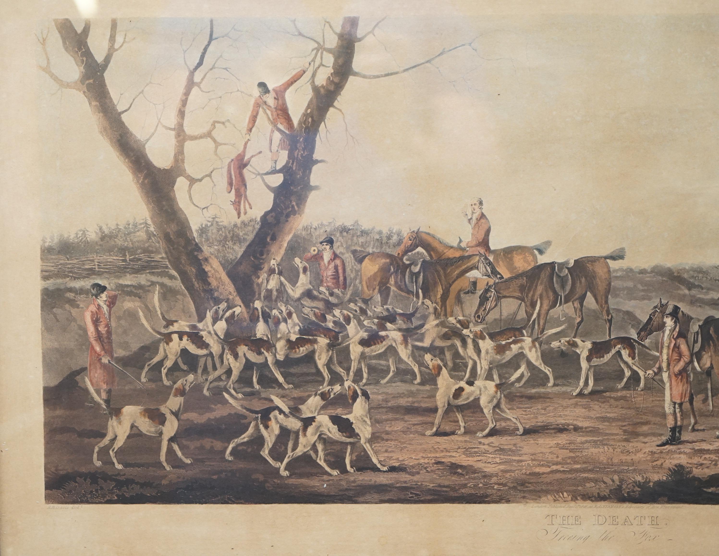 Regency Rare paire d'estampes de chasse « La mort et la chase » de 1819, sculpture de Sutherland de T en vente