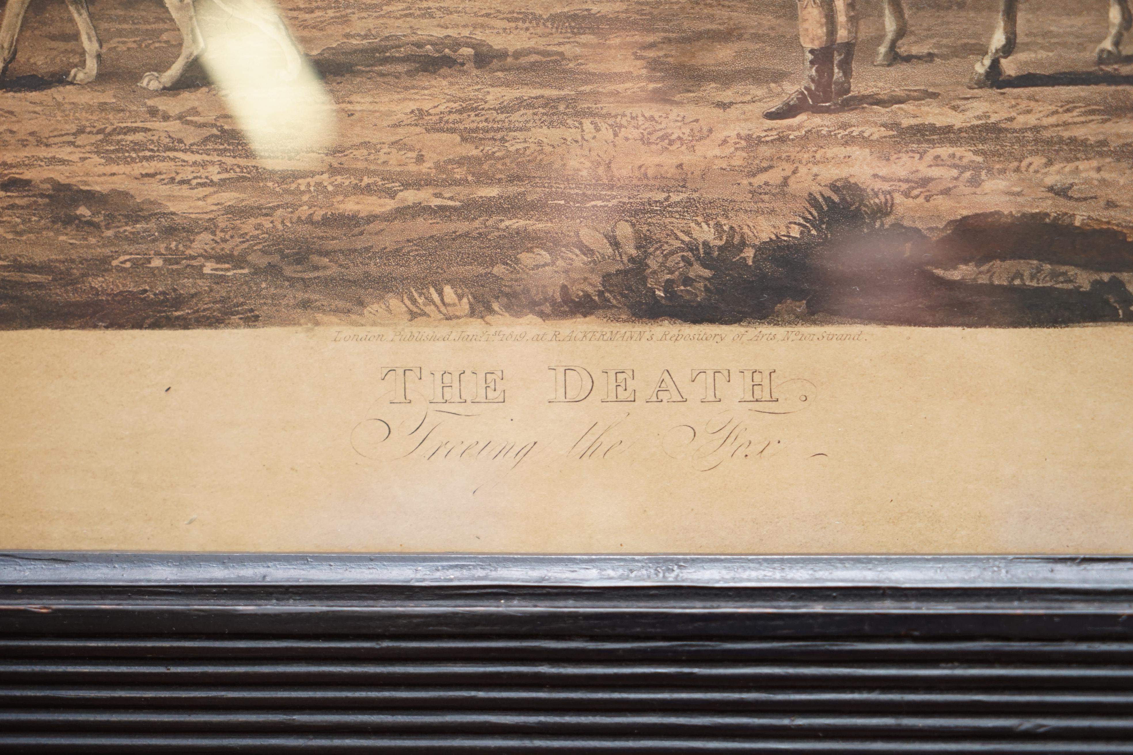 Rare paire d'estampes de chasse « La mort et la chase » de 1819, sculpture de Sutherland de T en vente 1
