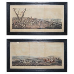 Rare Pair of Hunting Prints the Death & the Chase 1819 T Sutherland Sculpt