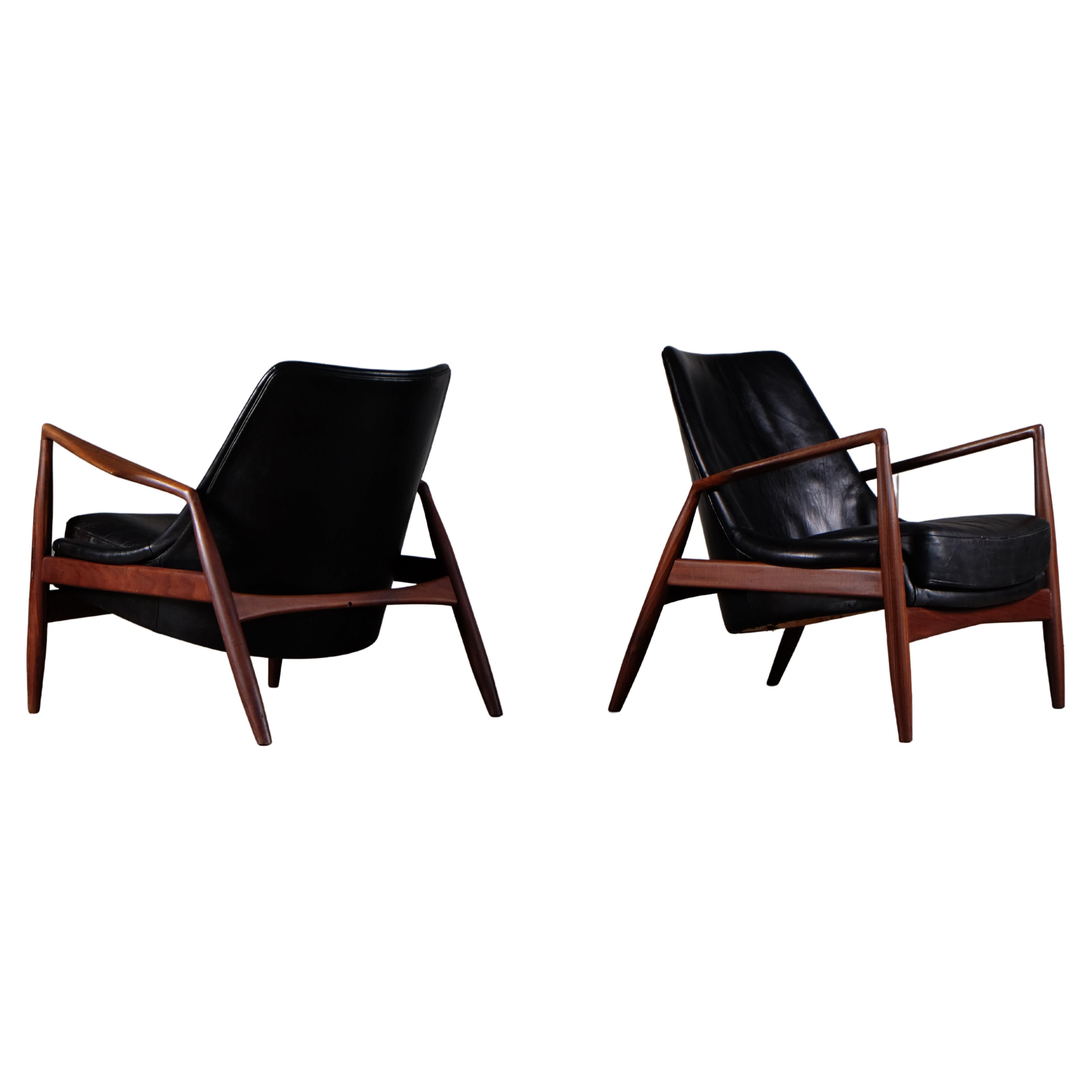 Rare Pair of Ib Kofod-Larsen 'Seal' Easy Chairs, 1960s