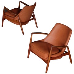 Rare Pair of Ib Kofod-Larsen Seal or Sälen Easy Chairs, 1960s